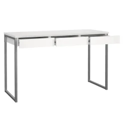 Scrivania Pascale, Scrittoio multiuso, Tavolo per ufficio porta PC, Piano di lavoro, 126x52 h77 cm, Bianco