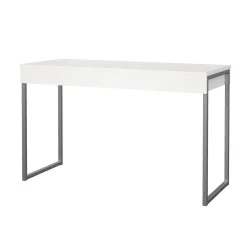 Scrivania Pascale, Scrittoio multiuso, Tavolo per ufficio porta PC, Piano di lavoro, 126x52 h77 cm, Bianco