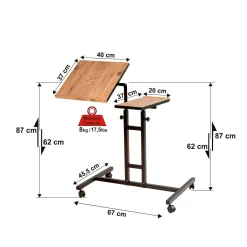 Scrivania quercia e nera 67x45cm con supporto computer - Cairoli