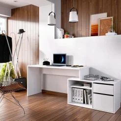 Scrivania ufficio bianca 139x92cm con 1 cassetto - Andor