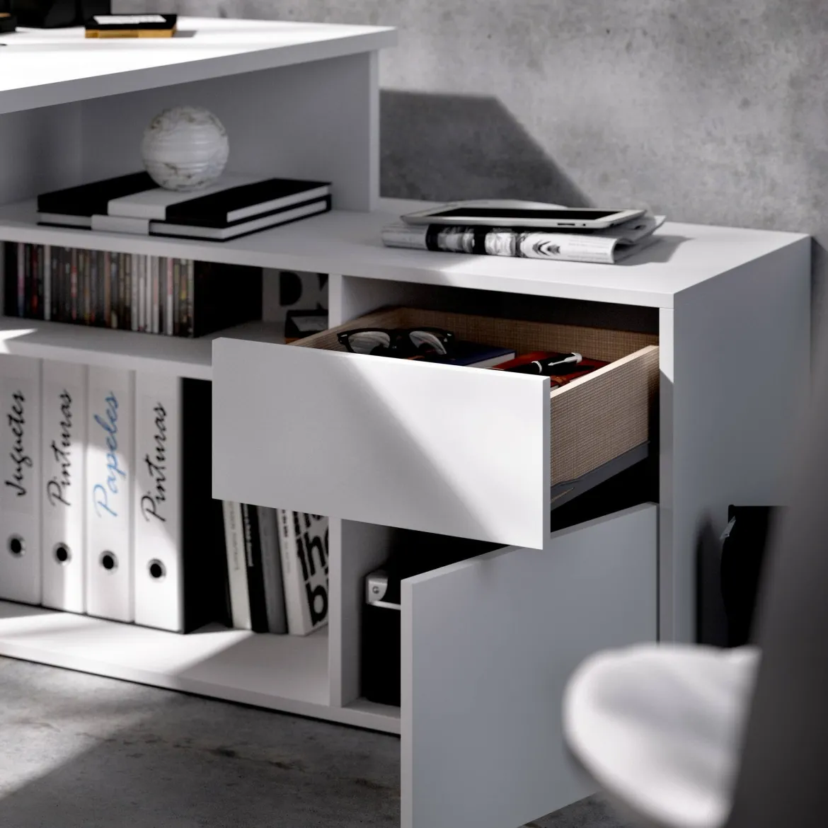 Scrivania ufficio bianca 139x92cm con 1 cassetto - Andor