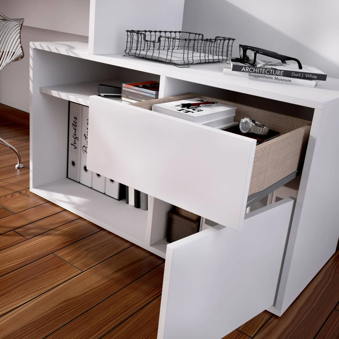 Scrivania ufficio bianca 139x92cm con 1 cassetto - Andor