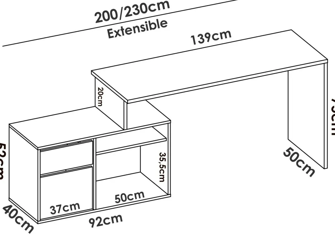 Scrivania ufficio bianca 139x92cm con 1 cassetto - Andor