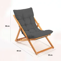 Sdraio pieghevole imbottita in legno antracite - Coghinas
