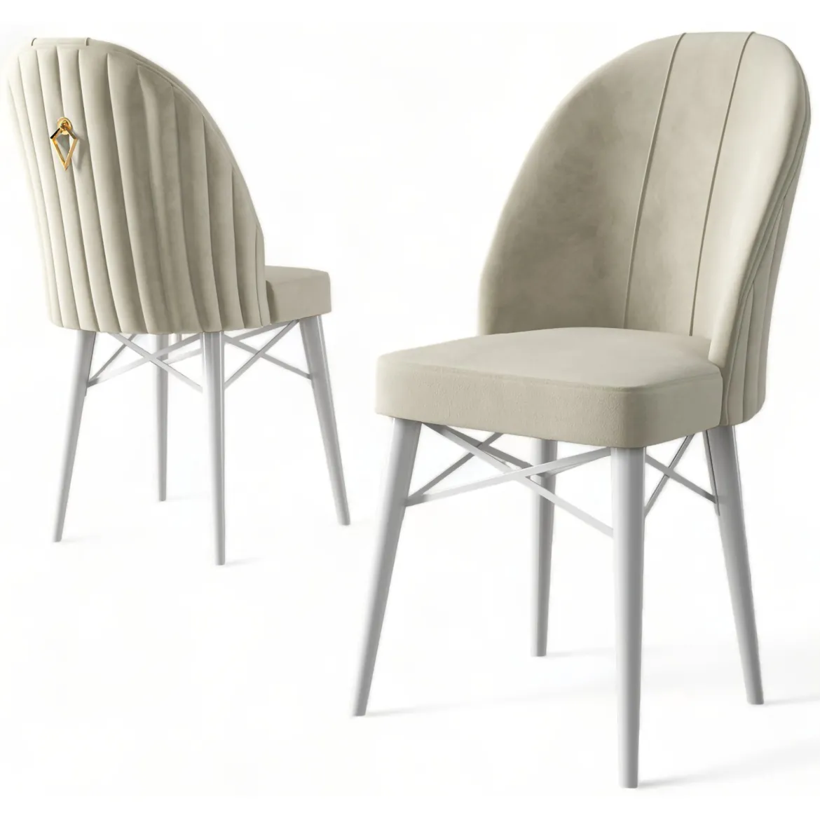 Sedia Bianco Crema Bianco 6 Sedie Imbottito, Peso Supportato 120 kg - Perillis