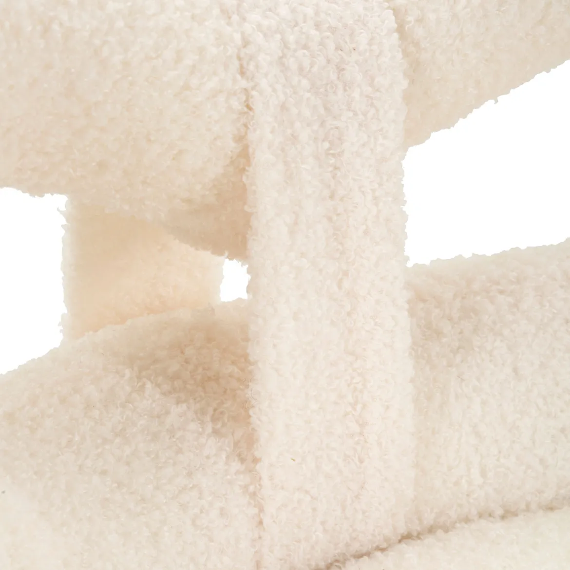 Sedia Bianco Crema Grigio una Sedia Seduta in Tessuto Effetto Bouclè, Imbottito - Rishik