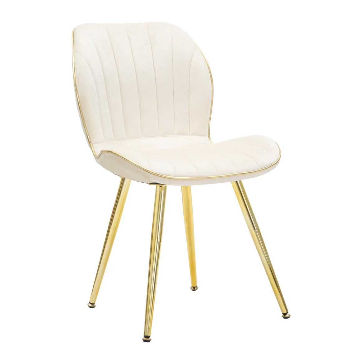 Sedia Bianco Crema oro 2 Sedie Rivestimento in Velluto, Imbottito - Bohinj