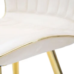 Sedia Bianco Crema oro 2 Sedie Rivestimento in Velluto, Imbottito - Bohinj