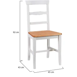 Sedia Bianco una Sedia Materiale Struttura in Legno, Colore Seduta Marrone - Attanasio