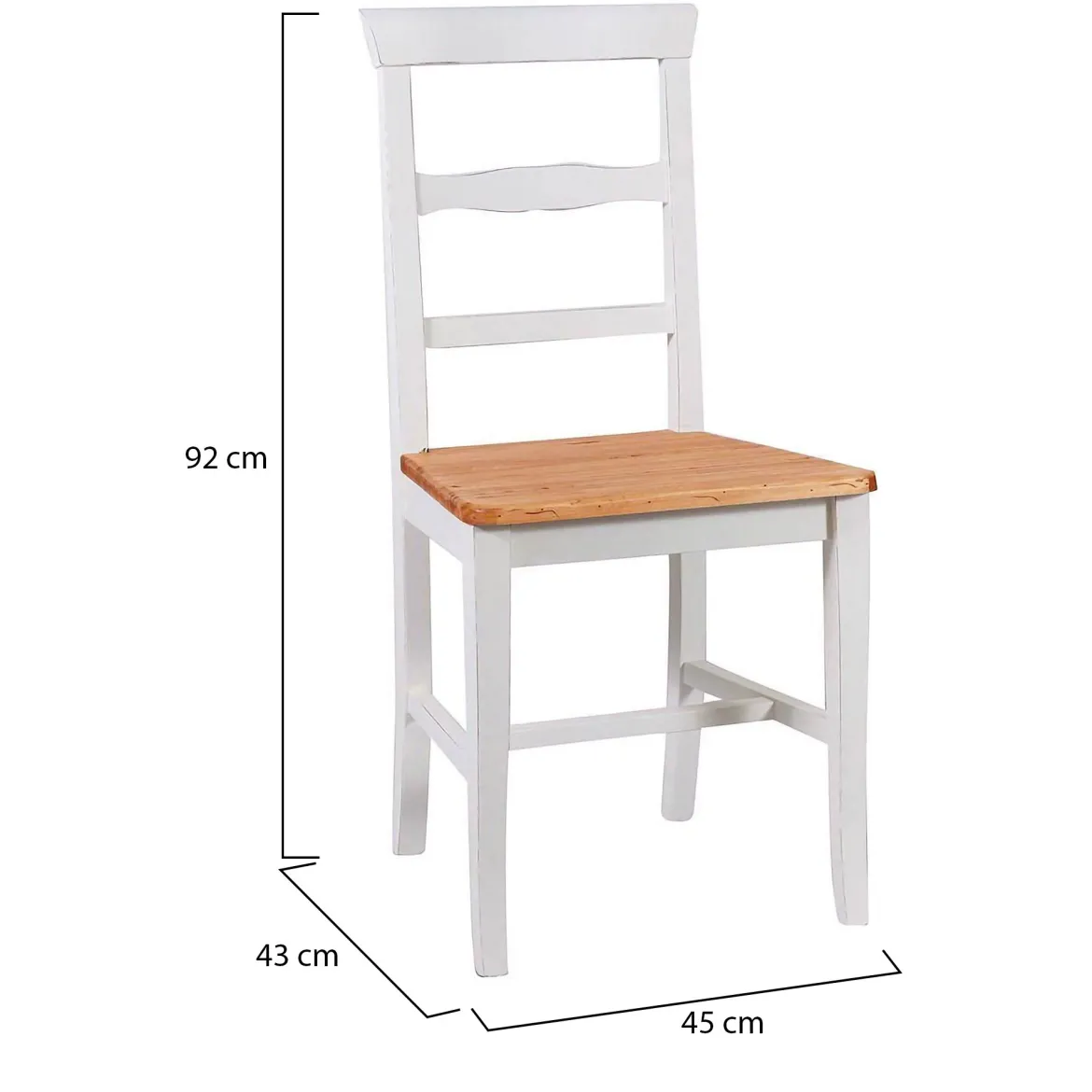 Sedia Bianco una Sedia Materiale Struttura in Legno, Colore Seduta Marrone - Attanasio