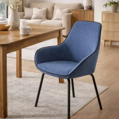 Sedia comfort imbottita in tessuto blu - Arpaia