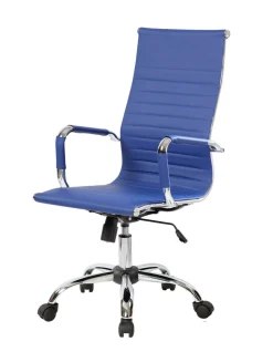 Sedia con Ruote blu Regolabile Imbottito, 5 Ruote - Attilia