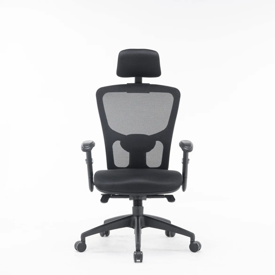 Sedia con ruote con poggiatesta in ecopelle nera - Asterio