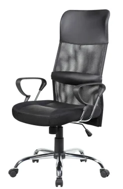 Sedia con ruote da ufficio imbottita con braccioli in tessuto nera - Ateleta