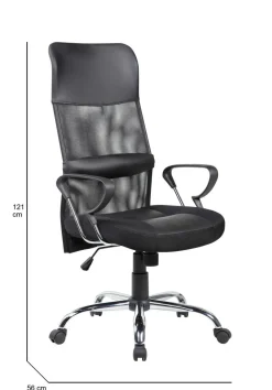 Sedia con ruote da ufficio imbottita con braccioli in tessuto nera - Ateleta