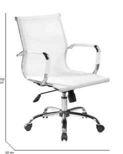 Sedia con ruote Dfrosi, Bianco, 62x54h92/102 cm
