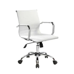 Sedia con ruote Dlemmen, Bianco, 62x54h92/102 cm