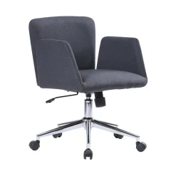 Sedia con ruote moderna con braccioli in ecopelle grigia - Assoro