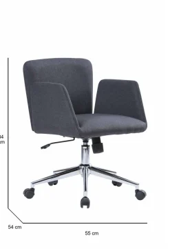 Sedia con ruote moderna con braccioli in ecopelle grigia - Assoro