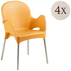 Sedia da Esterno Arancione 4 Sedie Impilabile, Braccioli Made in Italy - Raimund