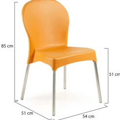 Sedia da Esterno Arancione 4 Sedie Impilabile, Peso Supportato 120 kg Made in Italy - Eclectic