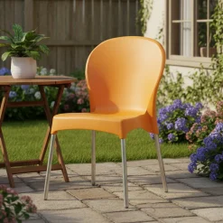 Sedia da Esterno Arancione una Sedia Impilabile, Peso Supportato 120 kg Made in Italy - Linder