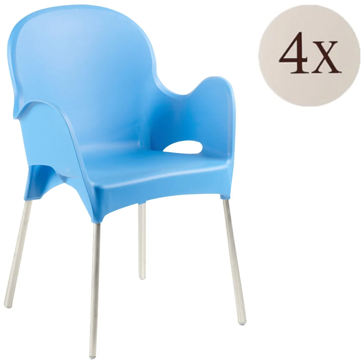 Sedia da Esterno Azzurro 4 Sedie Impilabile, Braccioli Made in Italy - Raimund