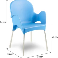Sedia da Esterno Azzurro 4 Sedie Impilabile, Braccioli Made in Italy - Raimund
