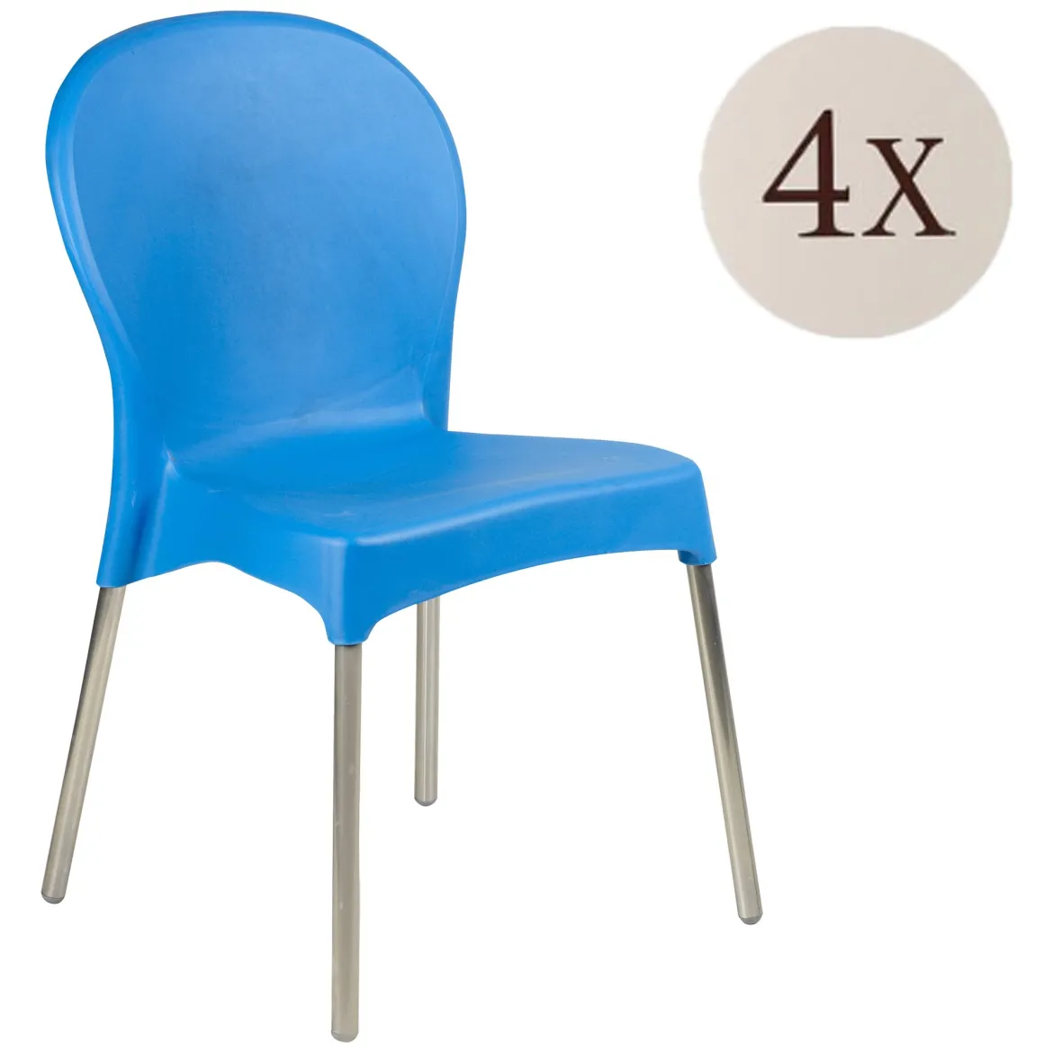 Sedia da Esterno Azzurro 4 Sedie Impilabile, Peso Supportato 120 kg Made in Italy - Grover