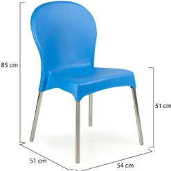 Sedia da Esterno Azzurro 4 Sedie Impilabile, Peso Supportato 120 kg Made in Italy - Grover