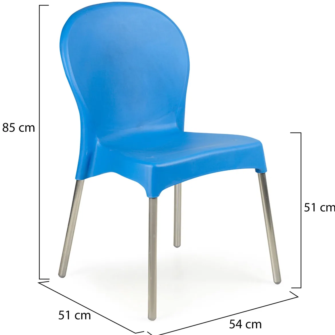 Sedia da Esterno Azzurro 4 Sedie Impilabile, Peso Supportato 120 kg Made in Italy - Grover