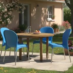 Sedia da Esterno Azzurro 4 Sedie Impilabile, Peso Supportato 120 kg Made in Italy - Grover
