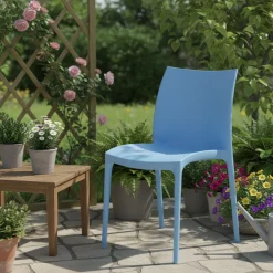 Sedia da Esterno Azzurro una Sedia Impilabile, Peso Supportato 120 kg Made in Italy - Grover