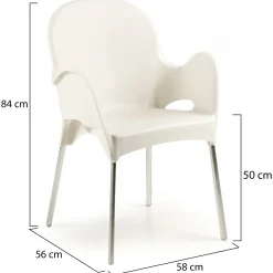 Sedia da Esterno Beige 4 Sedie Impilabile, Braccioli Made in Italy - Raimund