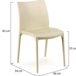 Sedia da Esterno Beige 4 Sedie Impilabile, Peso Supportato 120 kg Made in Italy - Grover