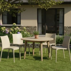 Sedia da Esterno Beige 4 Sedie Impilabile, Peso Supportato 120 kg Made in Italy - Grover