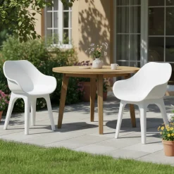 Sedia da Esterno Bianco 2 Sedie Braccioli, Peso Supportato 120 kg Made in Italy - Oakahalla