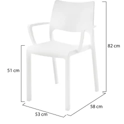 Sedia da Esterno Bianco 4 Sedie Braccioli, Peso Supportato 120 kg Made in Italy - Hero