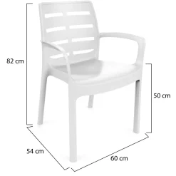 Sedia da Esterno Bianco 4 Sedie Impilabile, Braccioli Made in Italy - Raimund