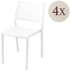 Sedia da Esterno Bianco 4 Sedie Impilabile, Peso Supportato 120 kg Made in Italy - Canoe