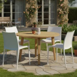 Sedia da Esterno Bianco 4 Sedie Peso Supportato 120 kg, Colore Seduta Bianco Made in Italy - Montivilla