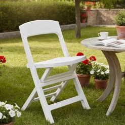 Sedia da Esterno Bianco una Sedia Pieghevole, Colore Seduta Bianco - Sanzeno