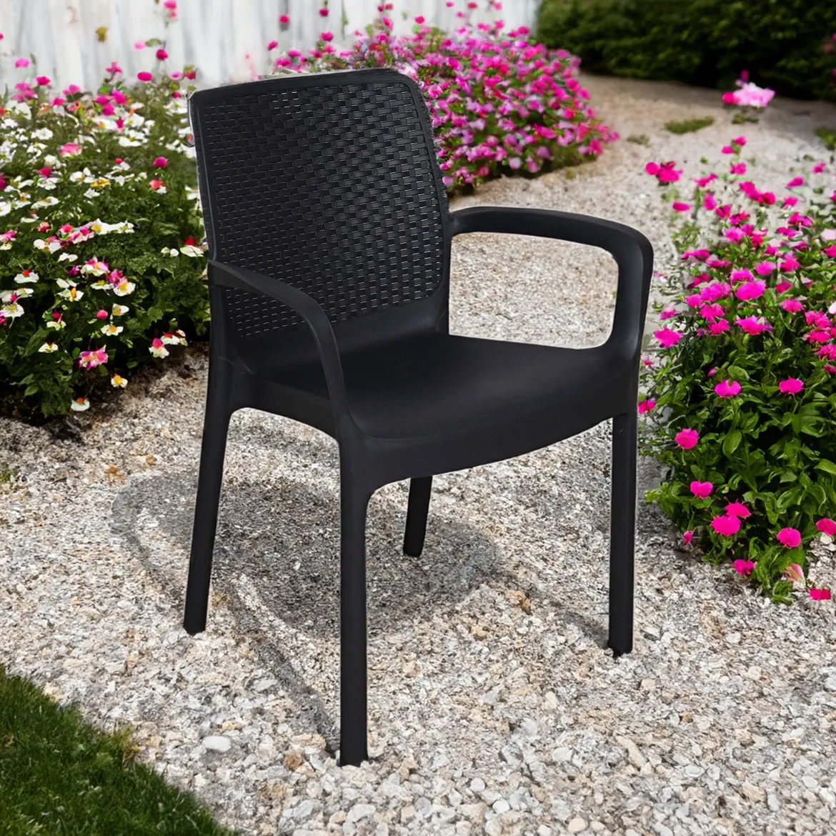 Sedia da esterno elegante impilabile bianco - Asha