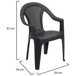 Sedia da Esterno Grigio Antracite una Sedia Impilabile, Braccioli Made in Italy - Buono