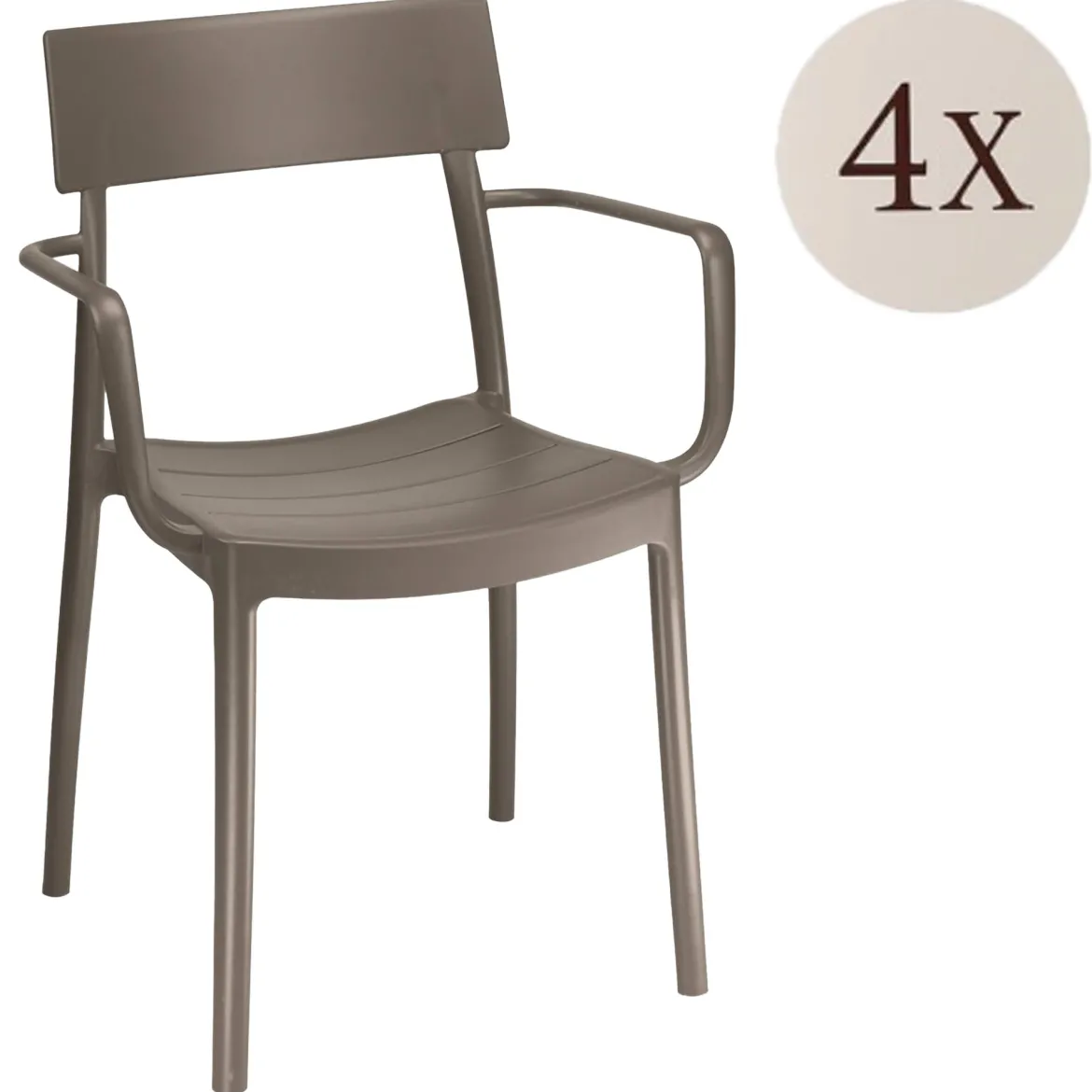 Sedia da Esterno Grigio Tortora 4 Sedie Impilabile, Peso Supportato 150 kg Made in Italy - Guazzora