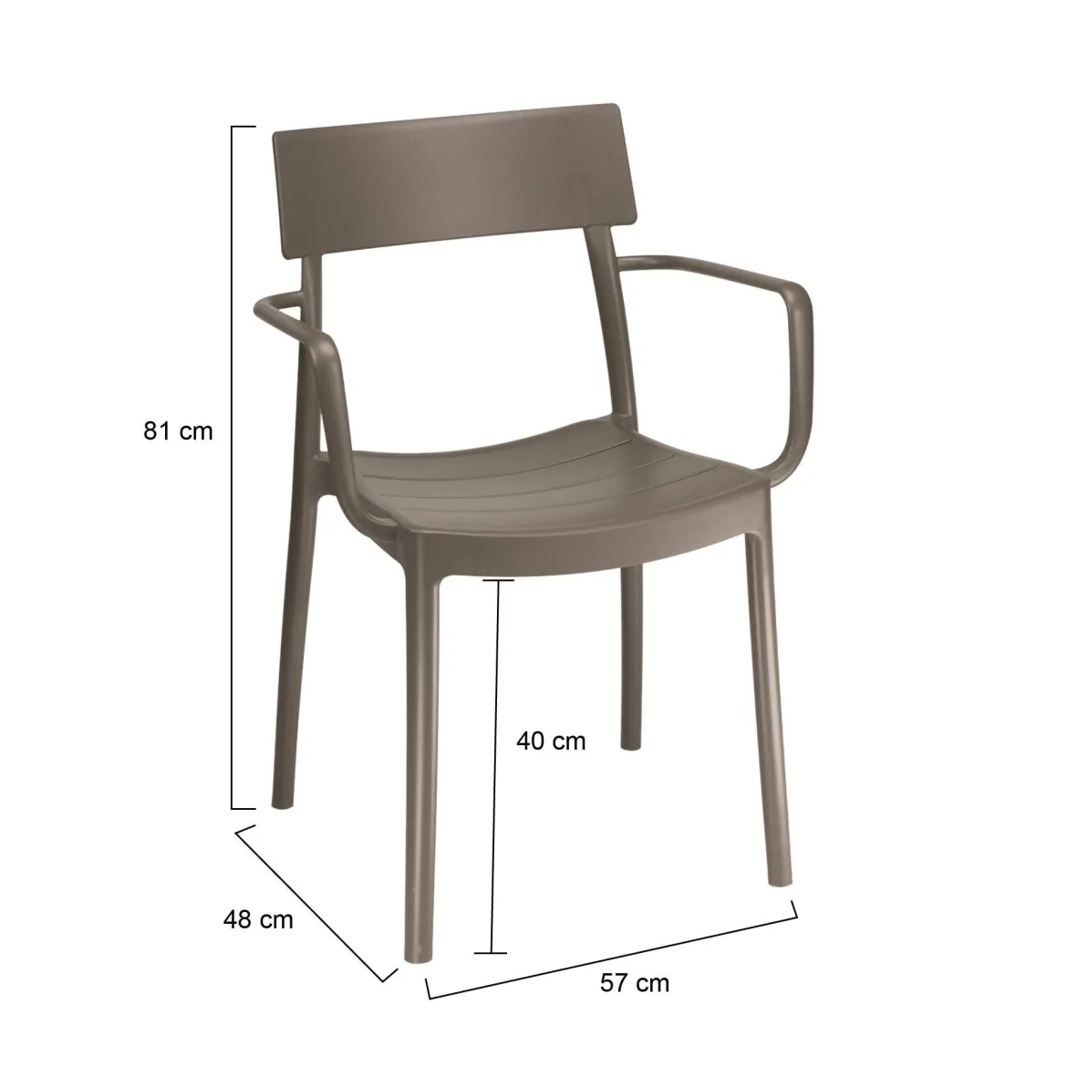 Sedia da Esterno Grigio Tortora 4 Sedie Impilabile, Peso Supportato 150 kg Made in Italy - Guazzora
