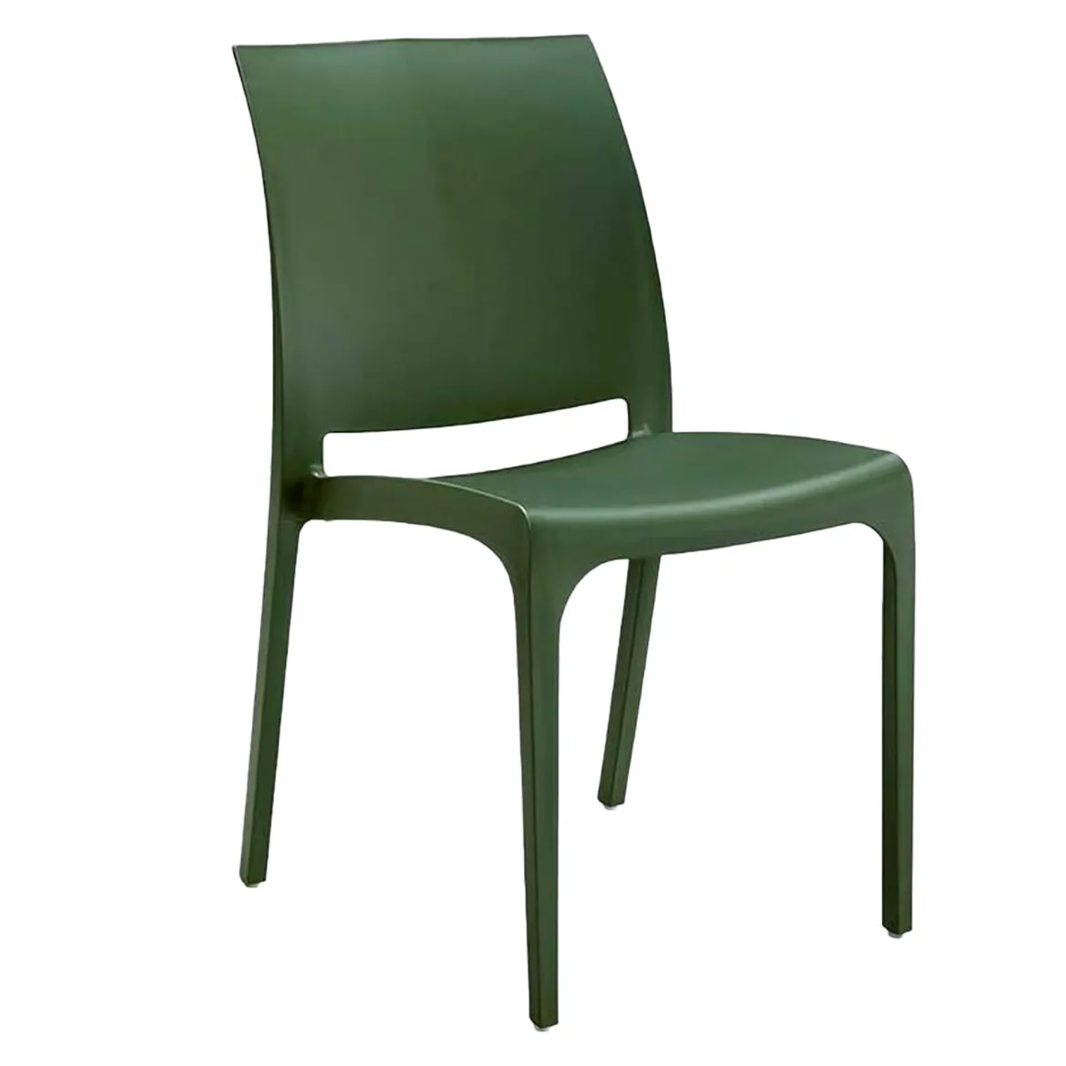 Sedia da esterno liscia impilabile verde - Tambora