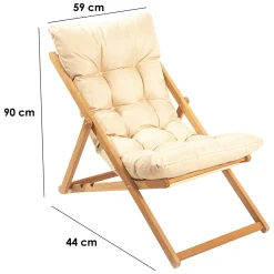Sedia da Esterno Marrone Bianco Crema Schienale Reclinabile una Sedia, Imbottito - Coghinass