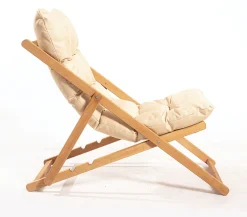 Sedia da Esterno Marrone Bianco Crema Schienale Reclinabile una Sedia, Imbottito - Coghinass