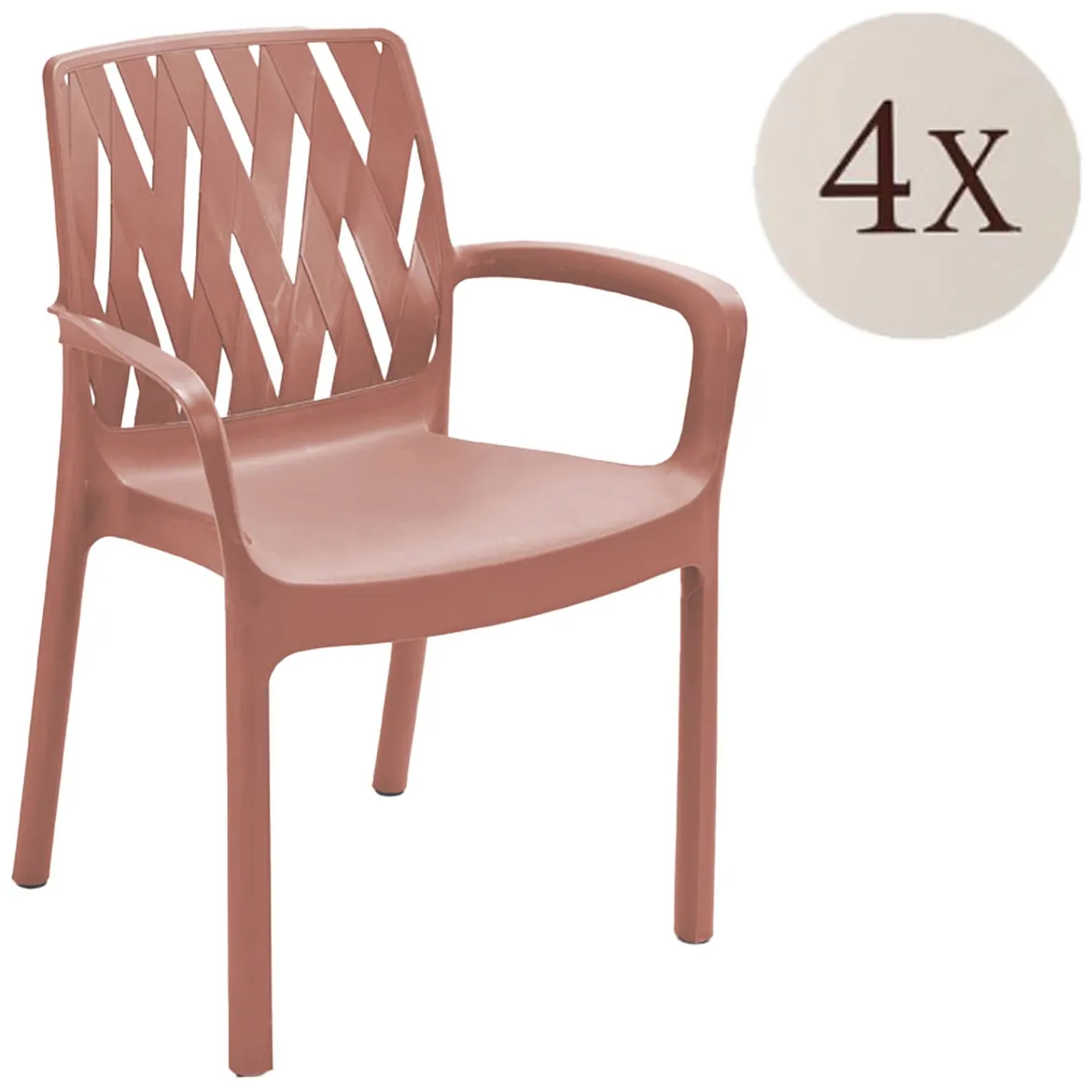 Sedia da Esterno Marrone Terracotta 4 Sedie Impilabile, Peso Supportato 120 kg Made in Italy - Canoe